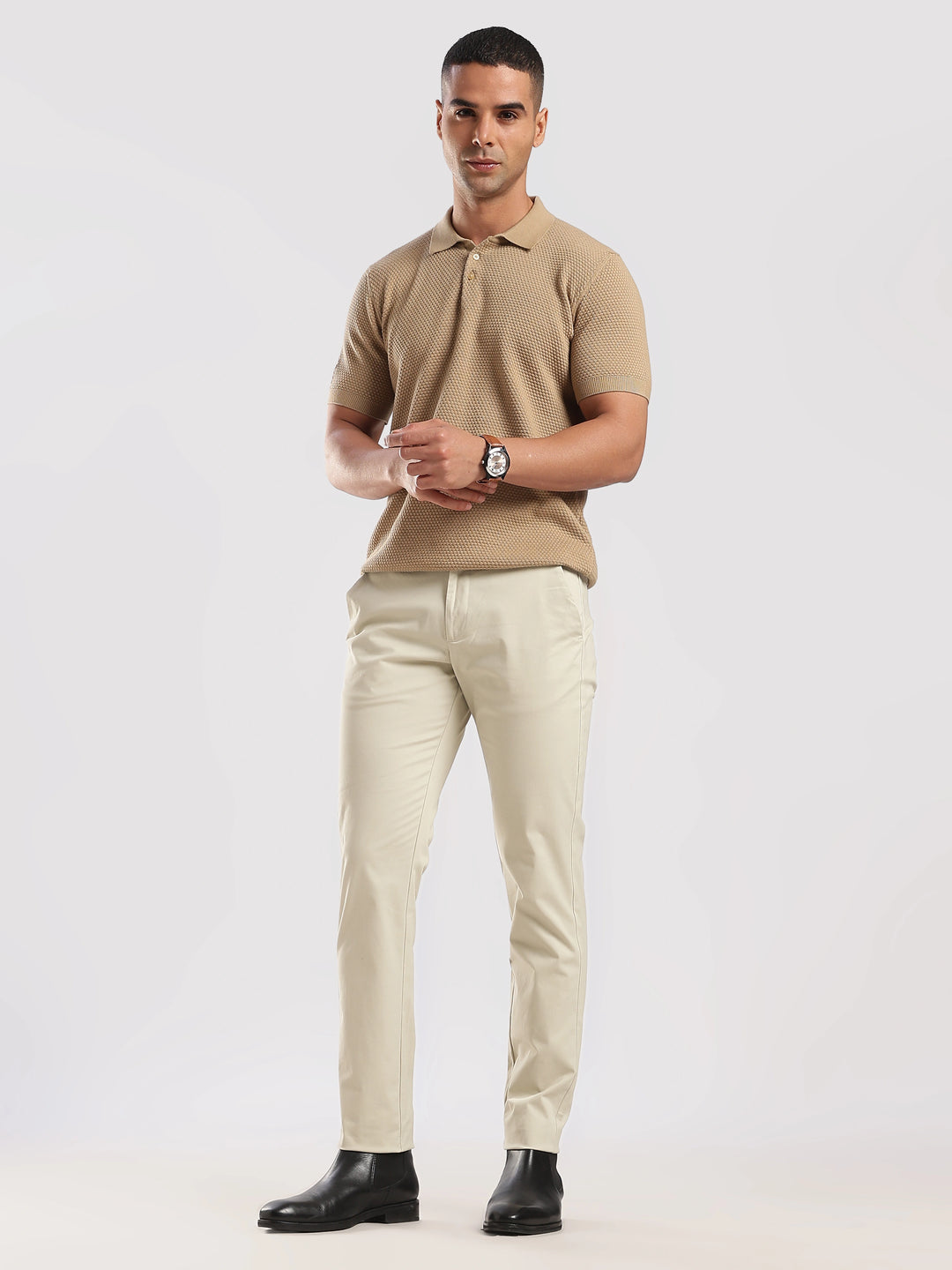 Cream Cotton Travel Pant