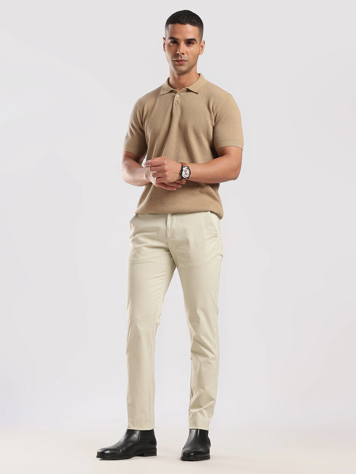 Cream Cotton Travel Pant