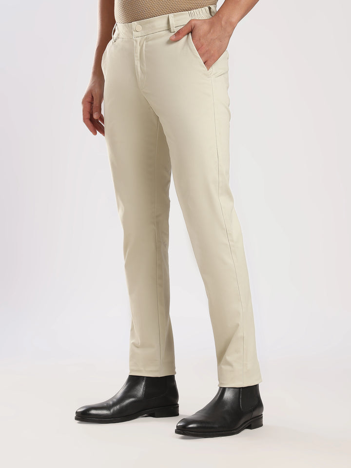 Cream Cotton Travel Pant