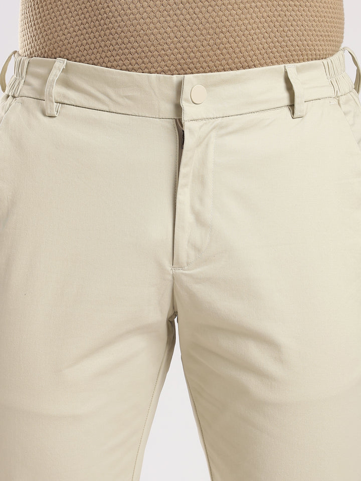 Cream Cotton Travel Pant