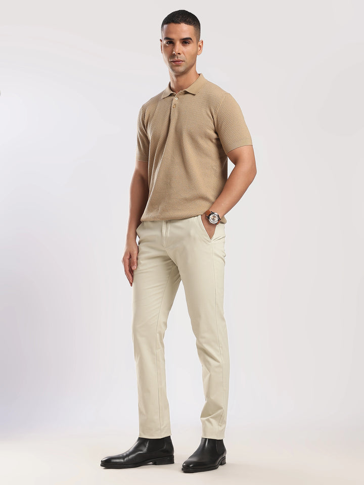 Cream Cotton Travel Pant