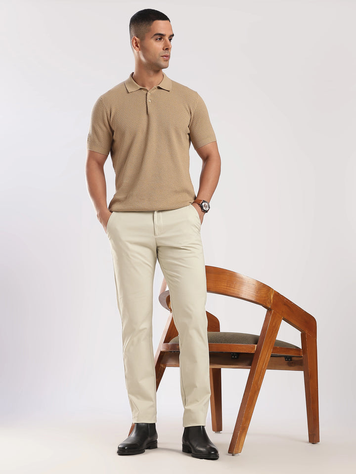 Cream Cotton Travel Pant
