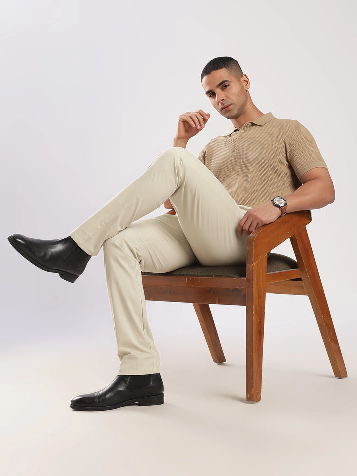 Cream Cotton Travel Pant