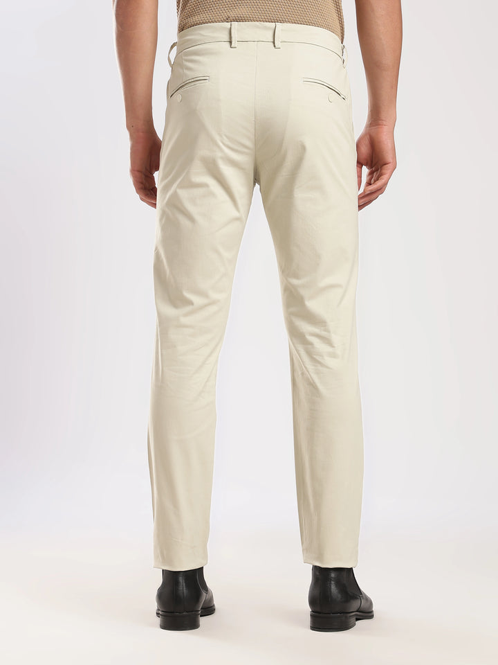 Cream Cotton Travel Pant