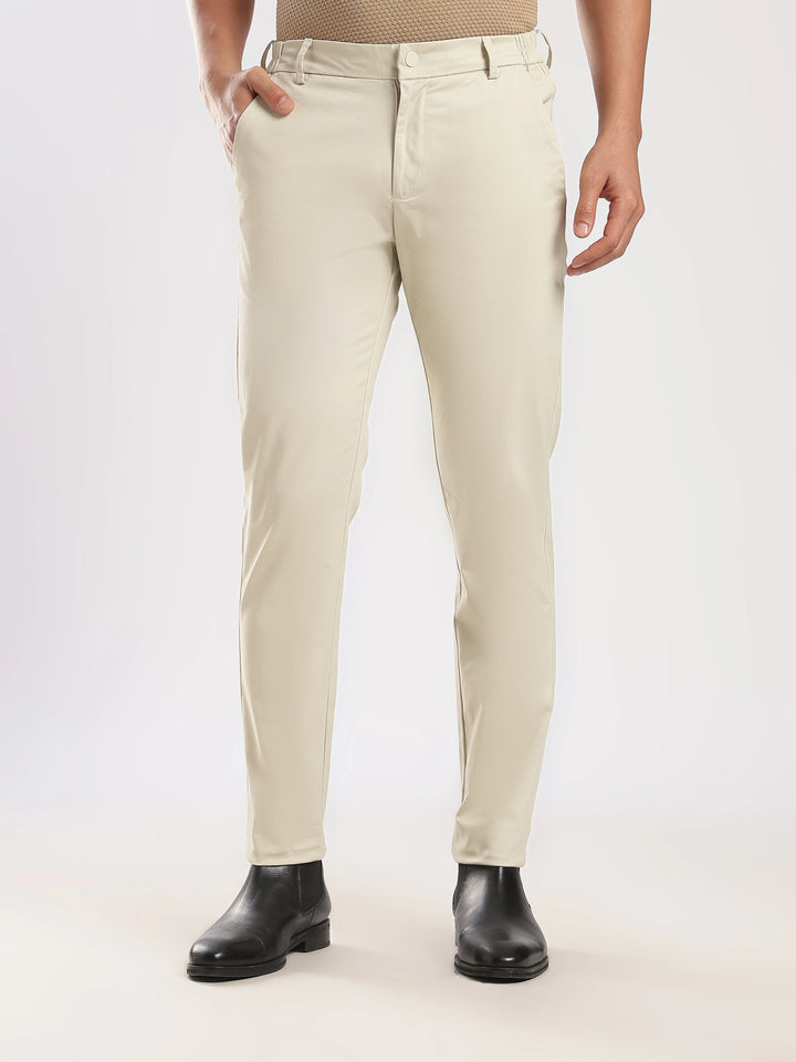 Cream Cotton Travel Pant