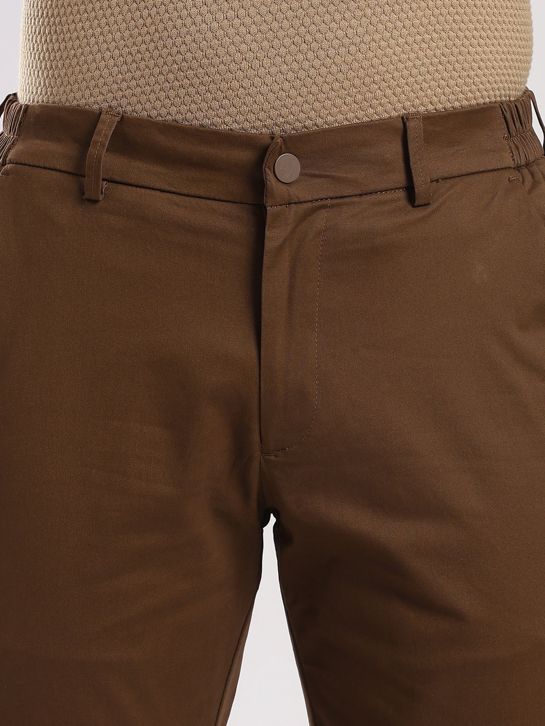 Coffee Brown Cotton Regular Fit Travel Pant
