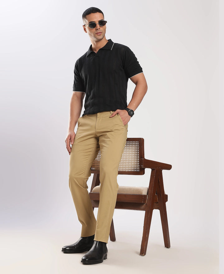 Beige Cotton Regular Fit Travel Pant