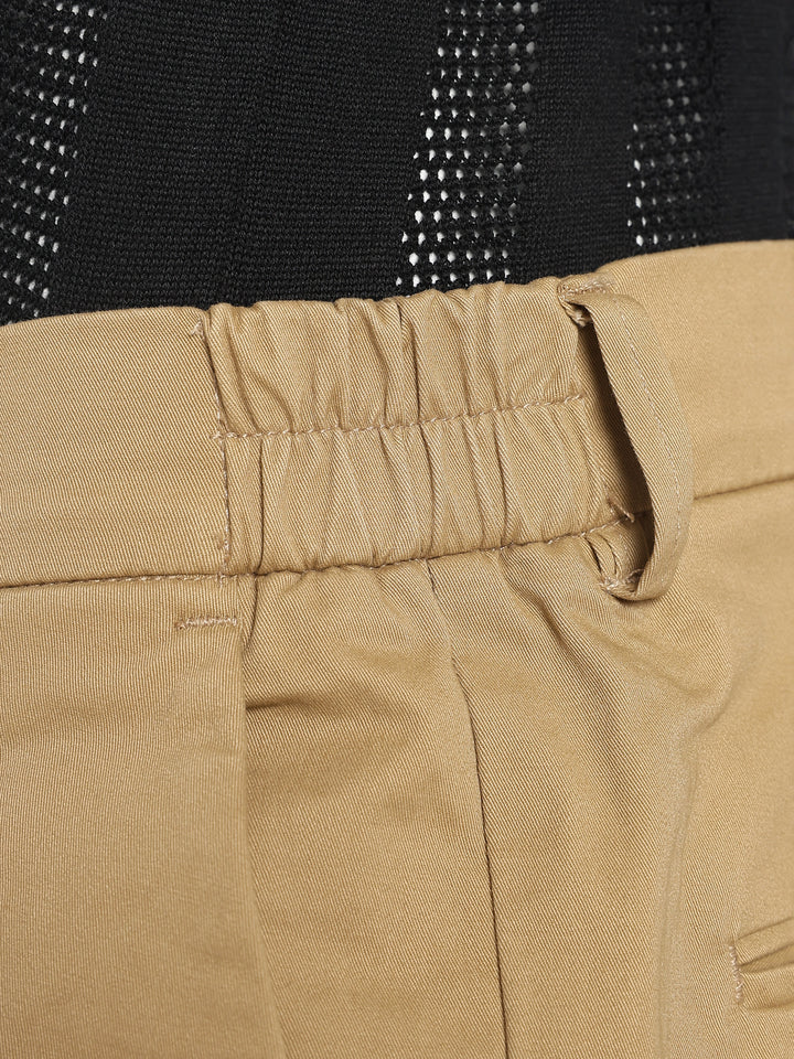 Beige Cotton Regular Fit Travel Pant