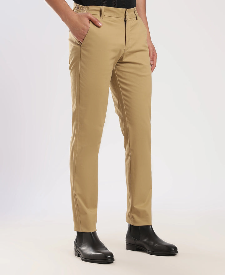 Beige Cotton Regular Fit Travel Pant