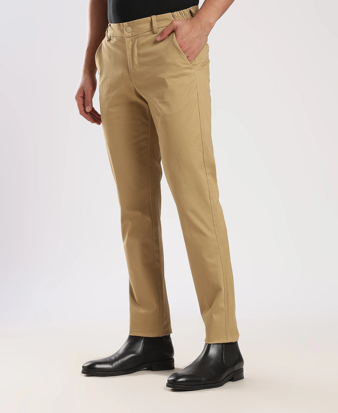 Beige Cotton Regular Fit Travel Pant