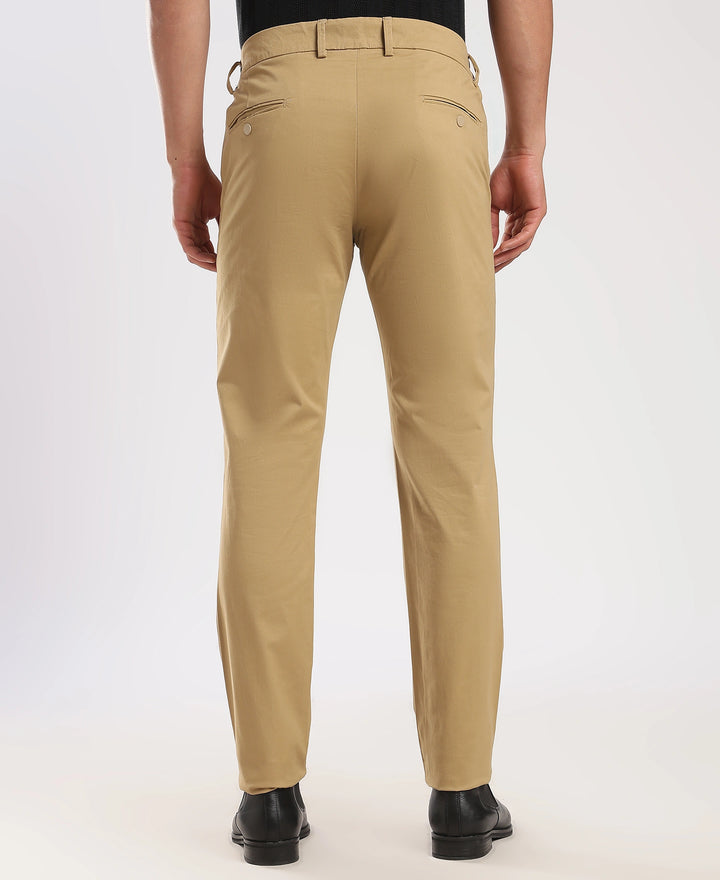 Beige Cotton Regular Fit Travel Pant