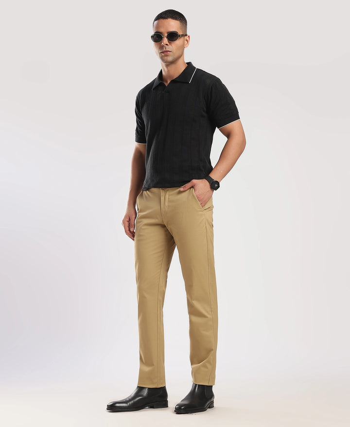 Beige Cotton Regular Fit Travel Pant