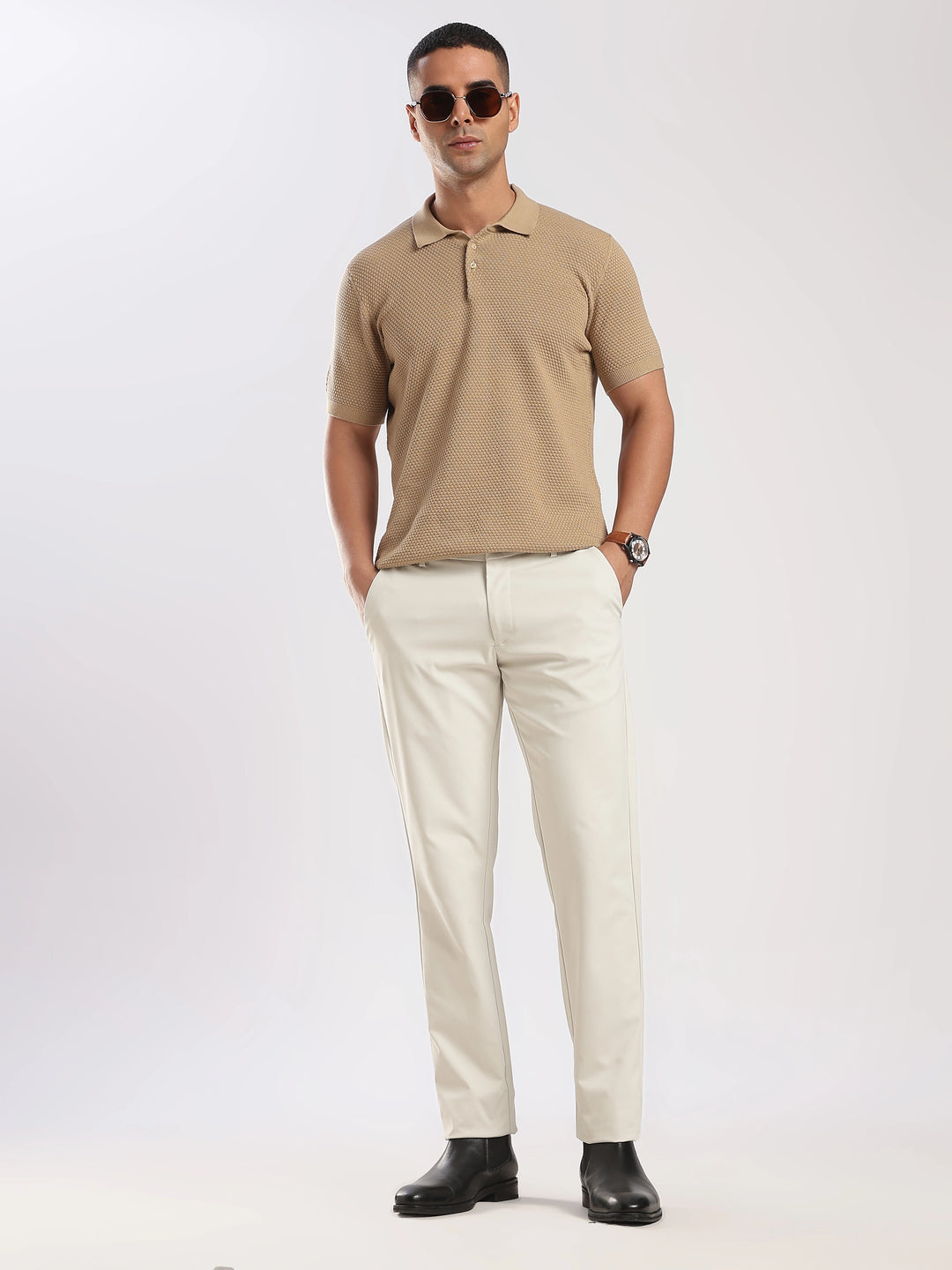 Cream Regular Fit Travel Pant