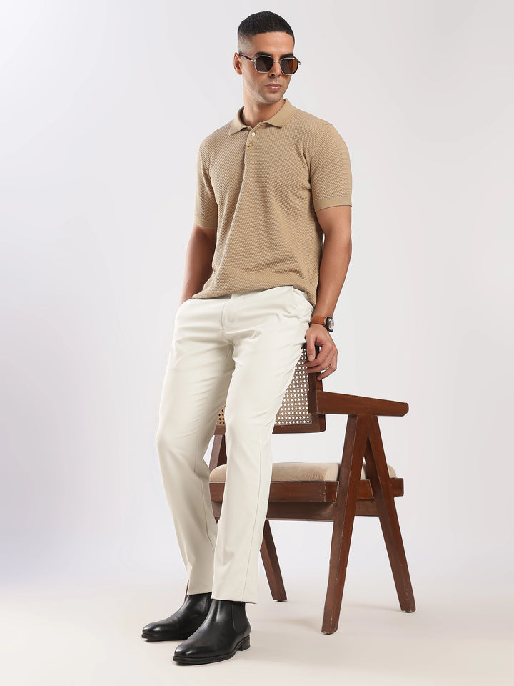 Cream Regular Fit Travel Pant