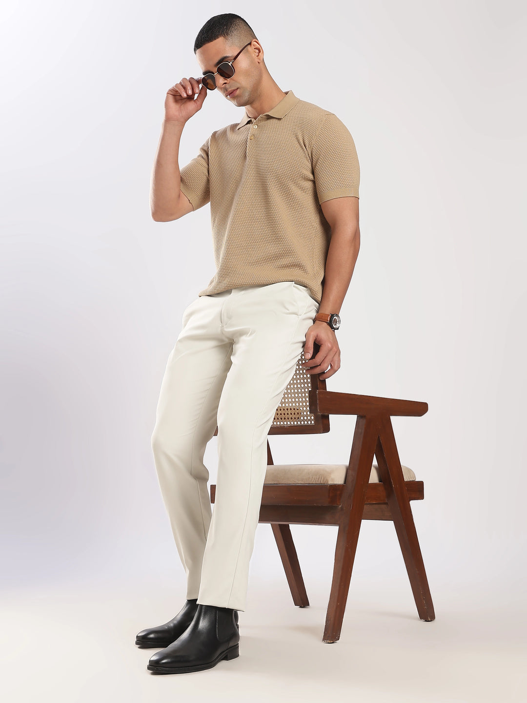 Cream Regular Fit Travel Pant
