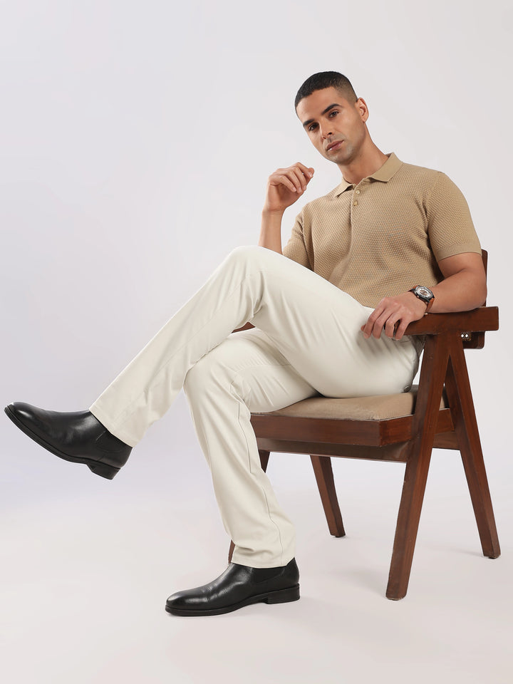 Cream Regular Fit Travel Pant