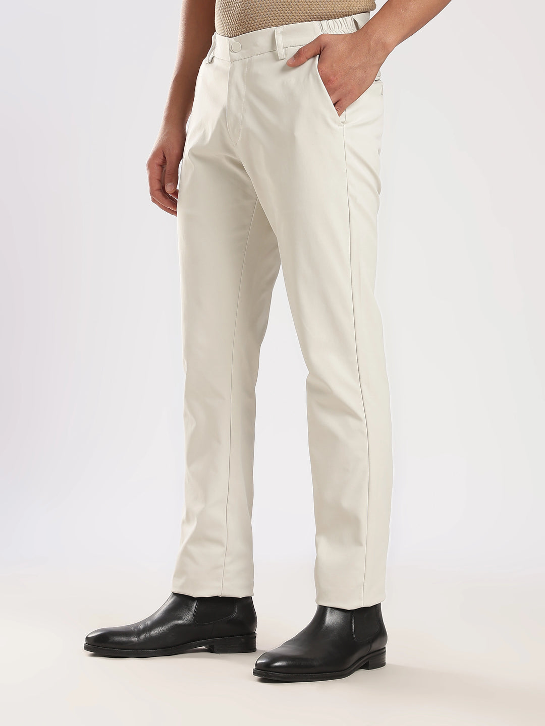Cream Regular Fit Travel Pant