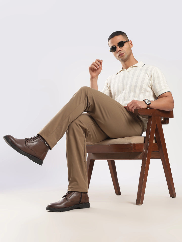 Brown Regular Fit Travel Pant
