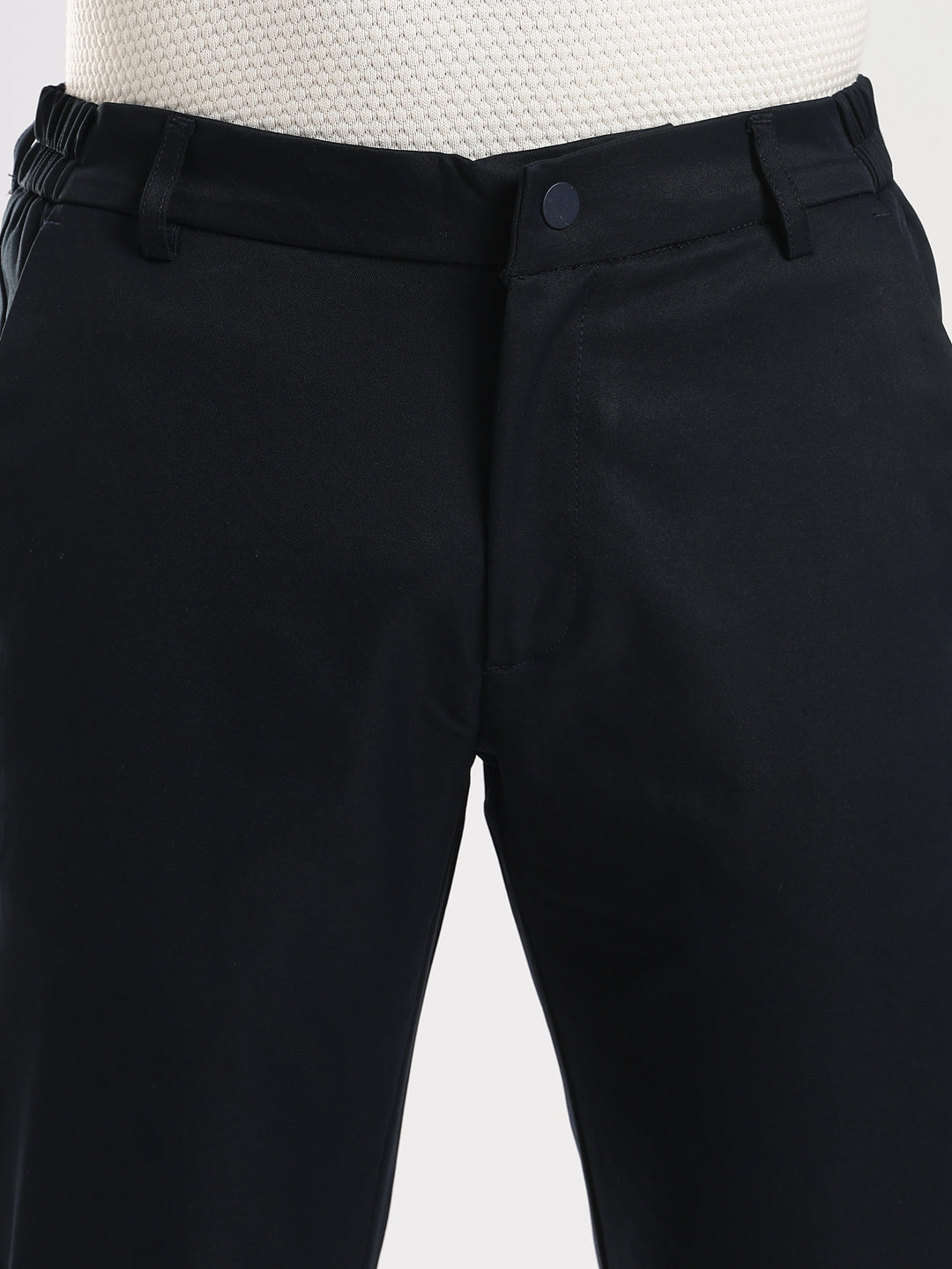 Navy Cotton Regular Fit Travel Pant