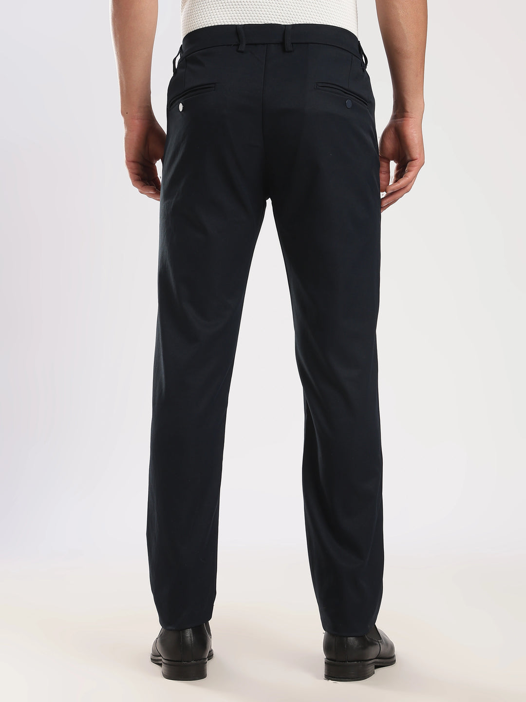 Navy Cotton Regular Fit Travel Pant