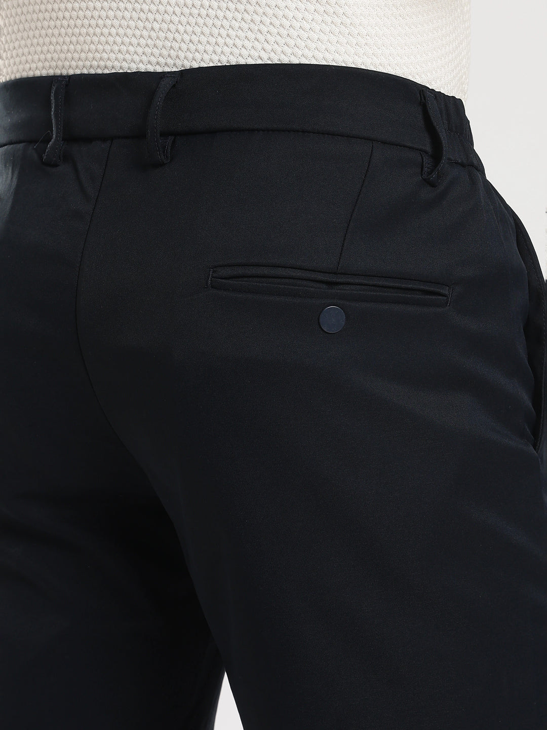 Navy Cotton Regular Fit Travel Pant