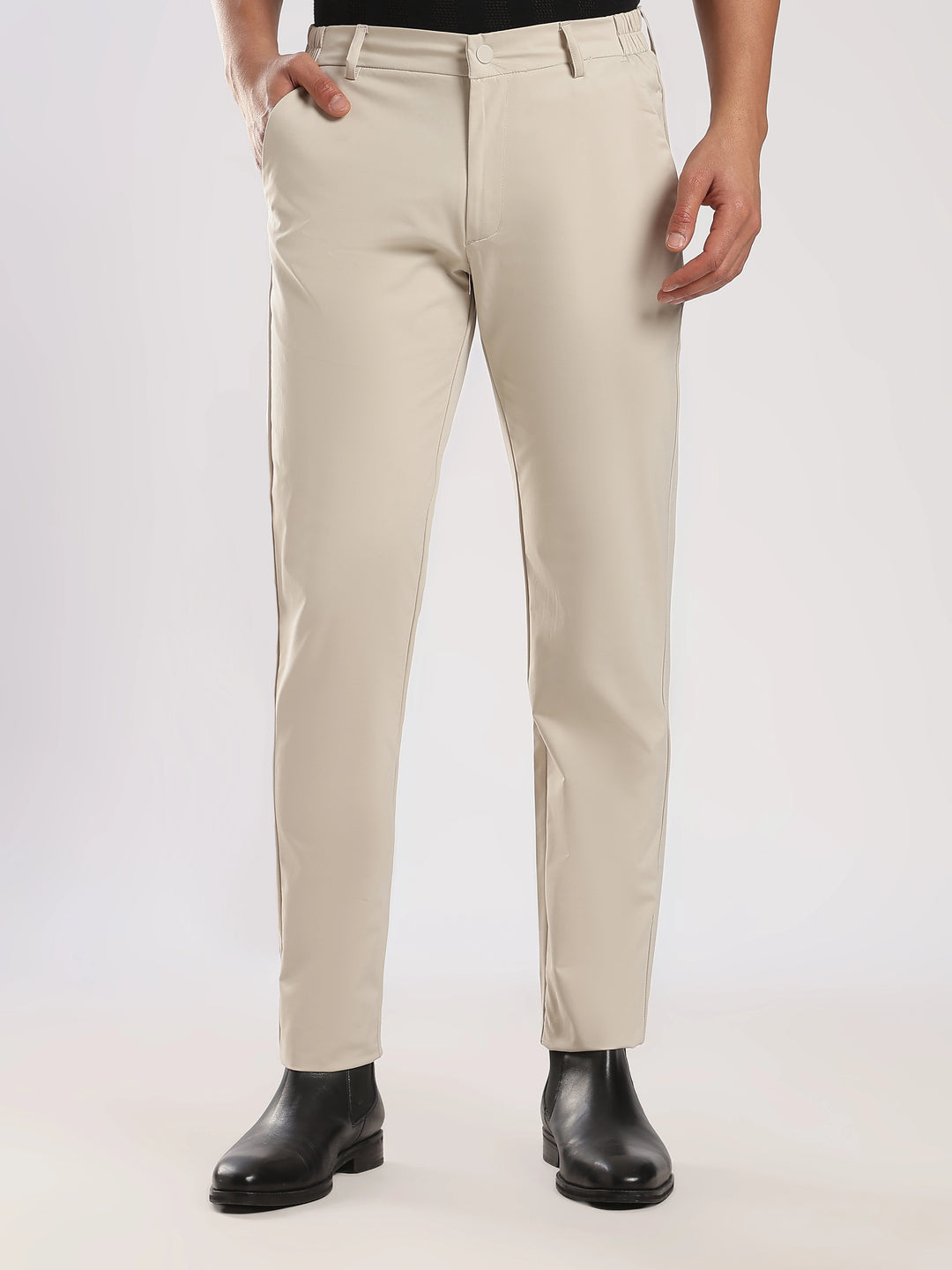 Cream Cotton Travel Pant