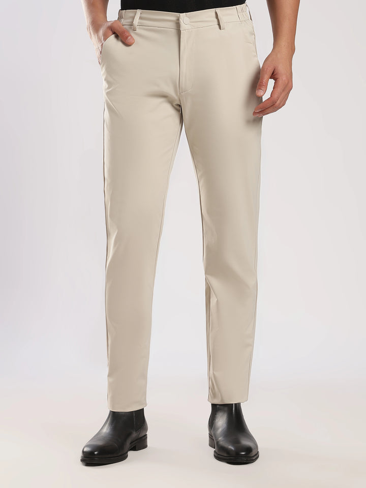 Cream Cotton Travel Pant