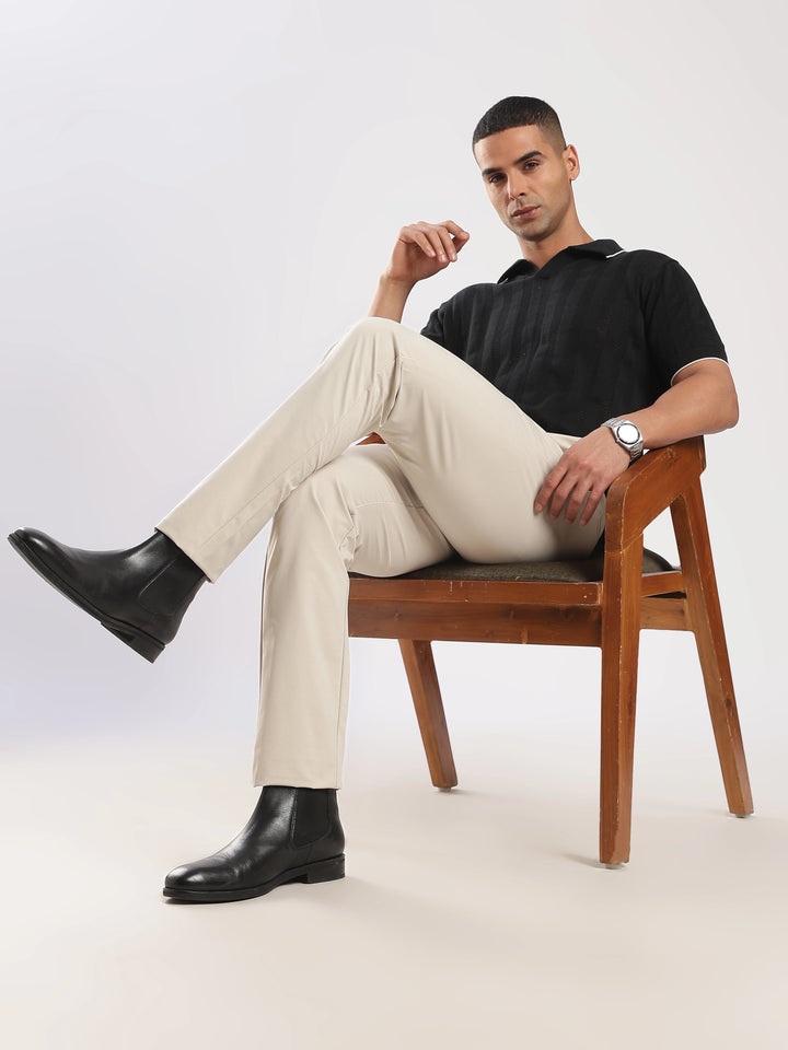 Cream Cotton Travel Pant