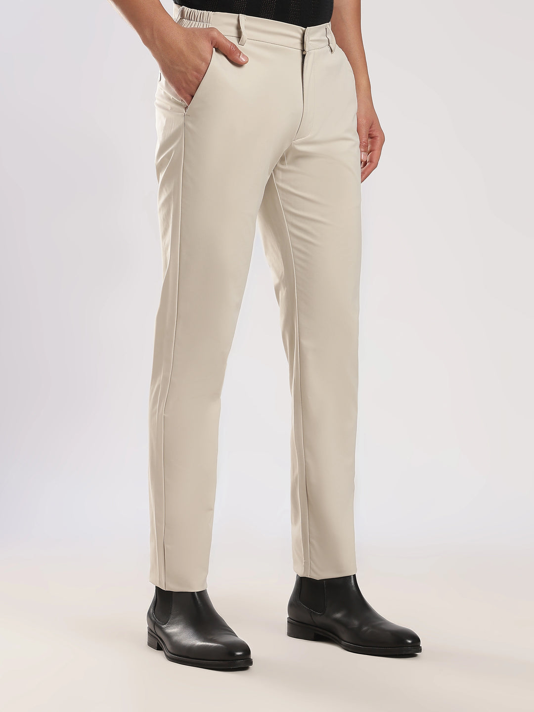 Cream Cotton Travel Pant