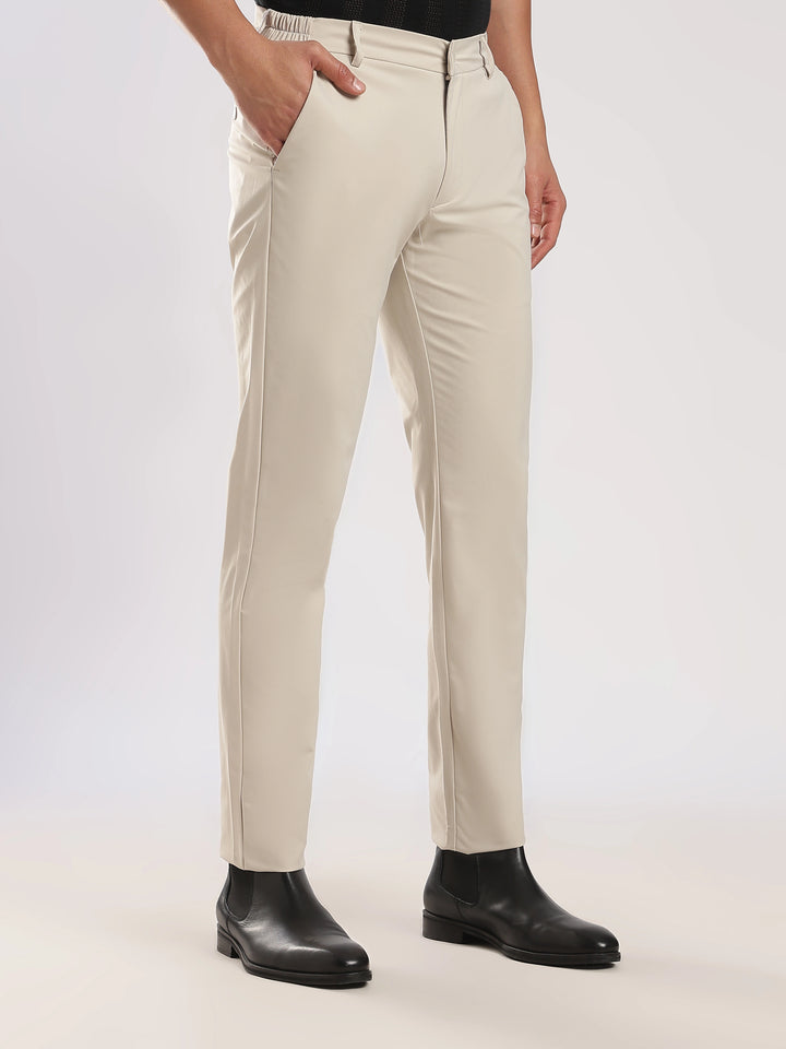 Cream Cotton Travel Pant