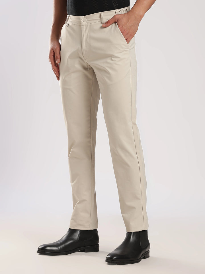 Cream Cotton Travel Pant