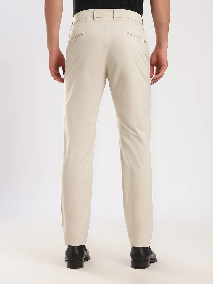 Cream Cotton Travel Pant