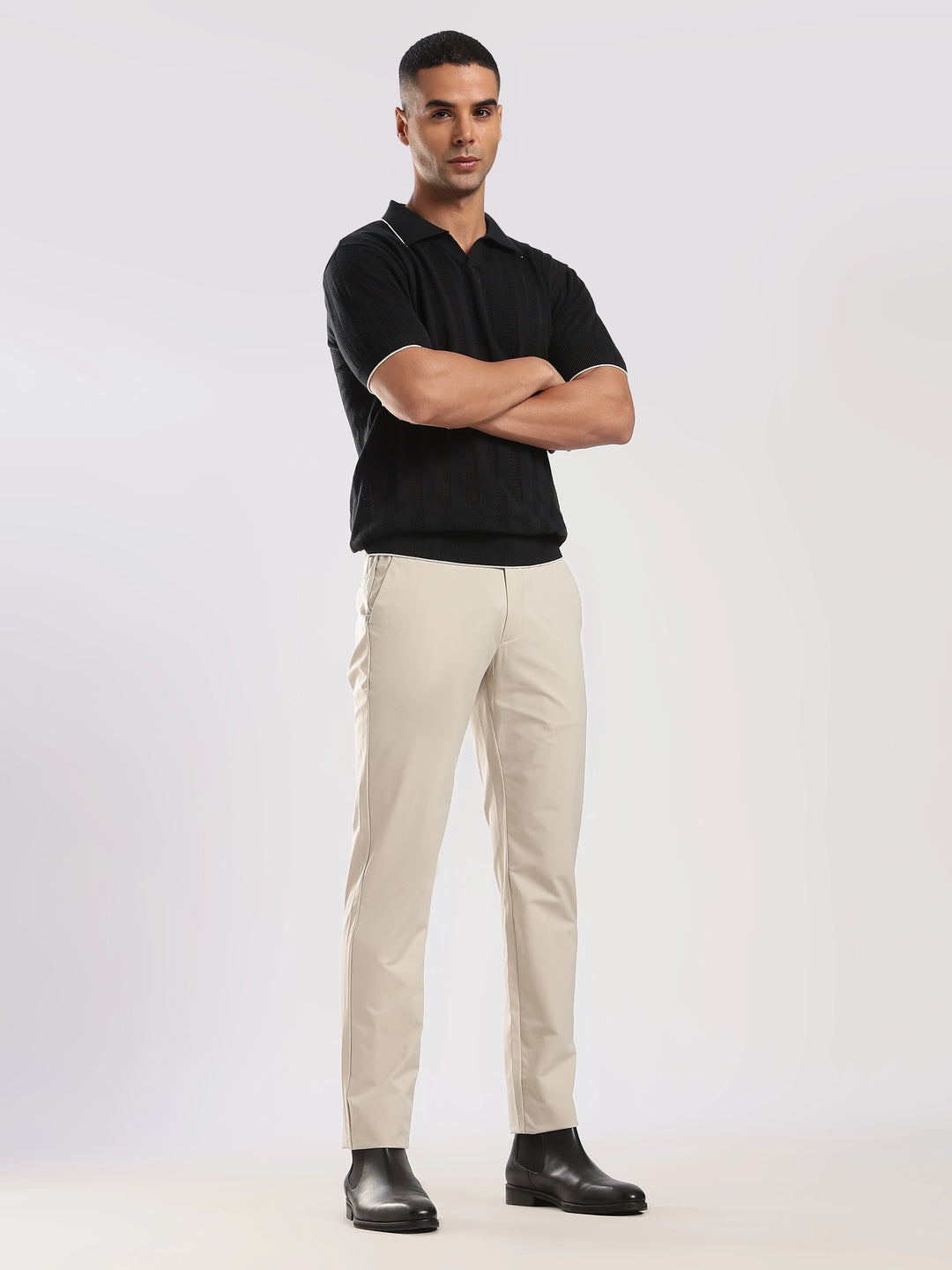 Cream Cotton Travel Pant