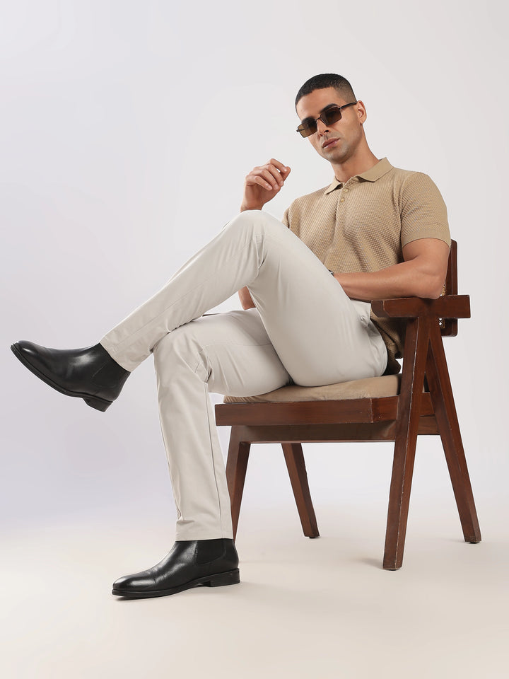 Light Grey Cotton Travel Pant
