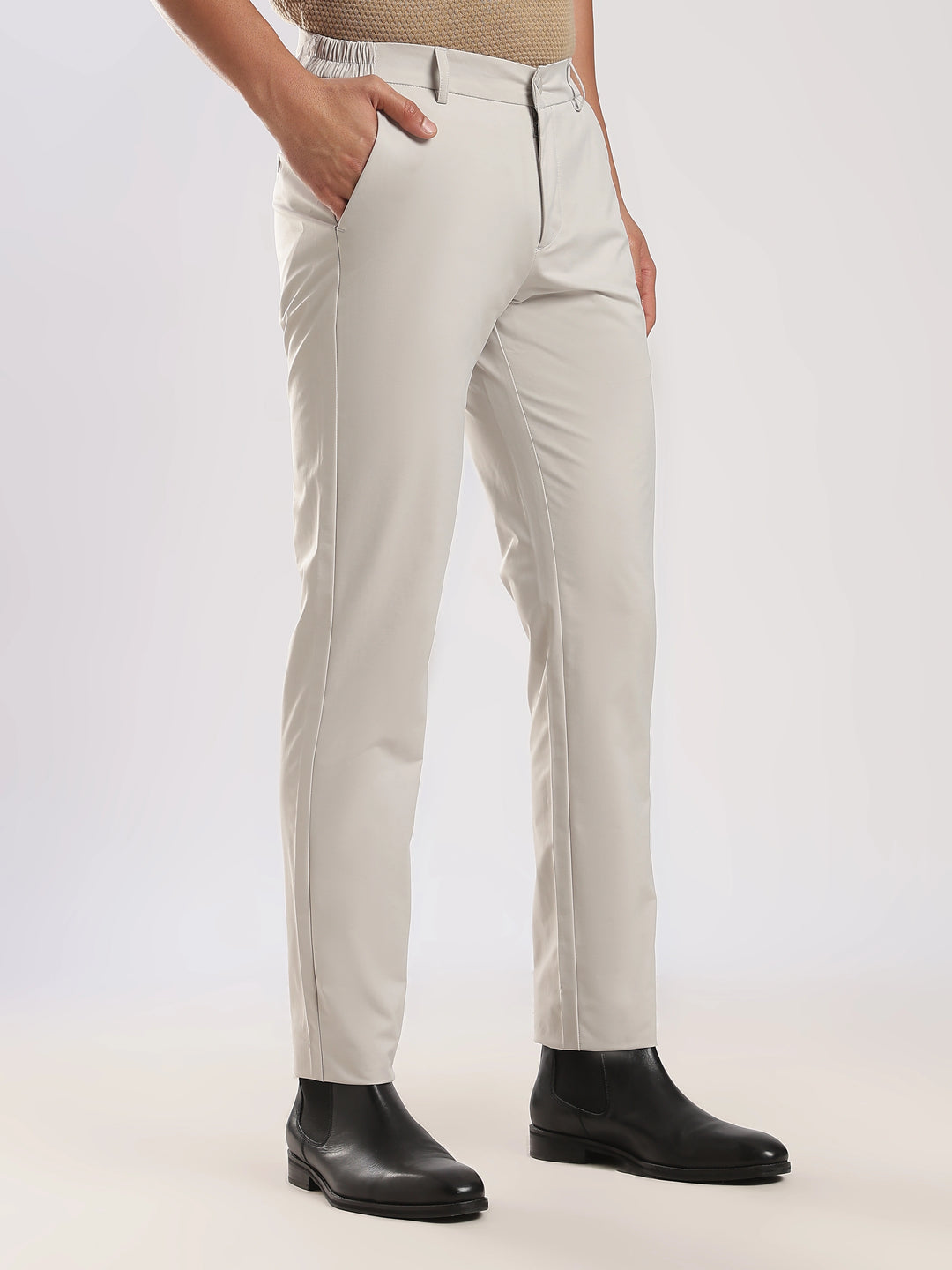 Light Grey Cotton Travel Pant