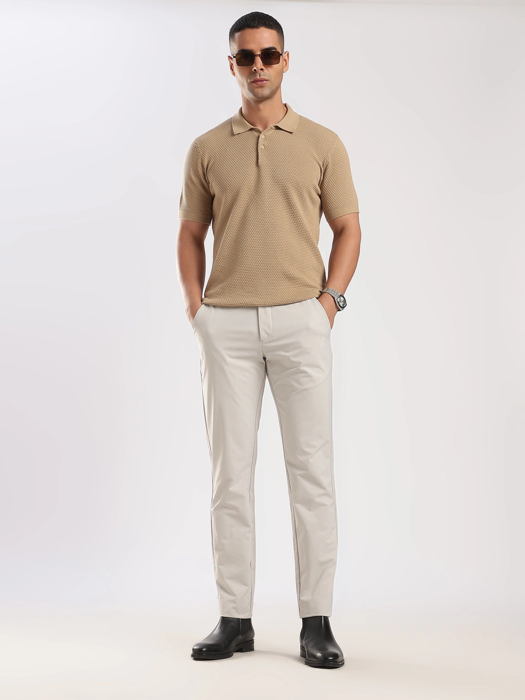 Light Grey Cotton Travel Pant