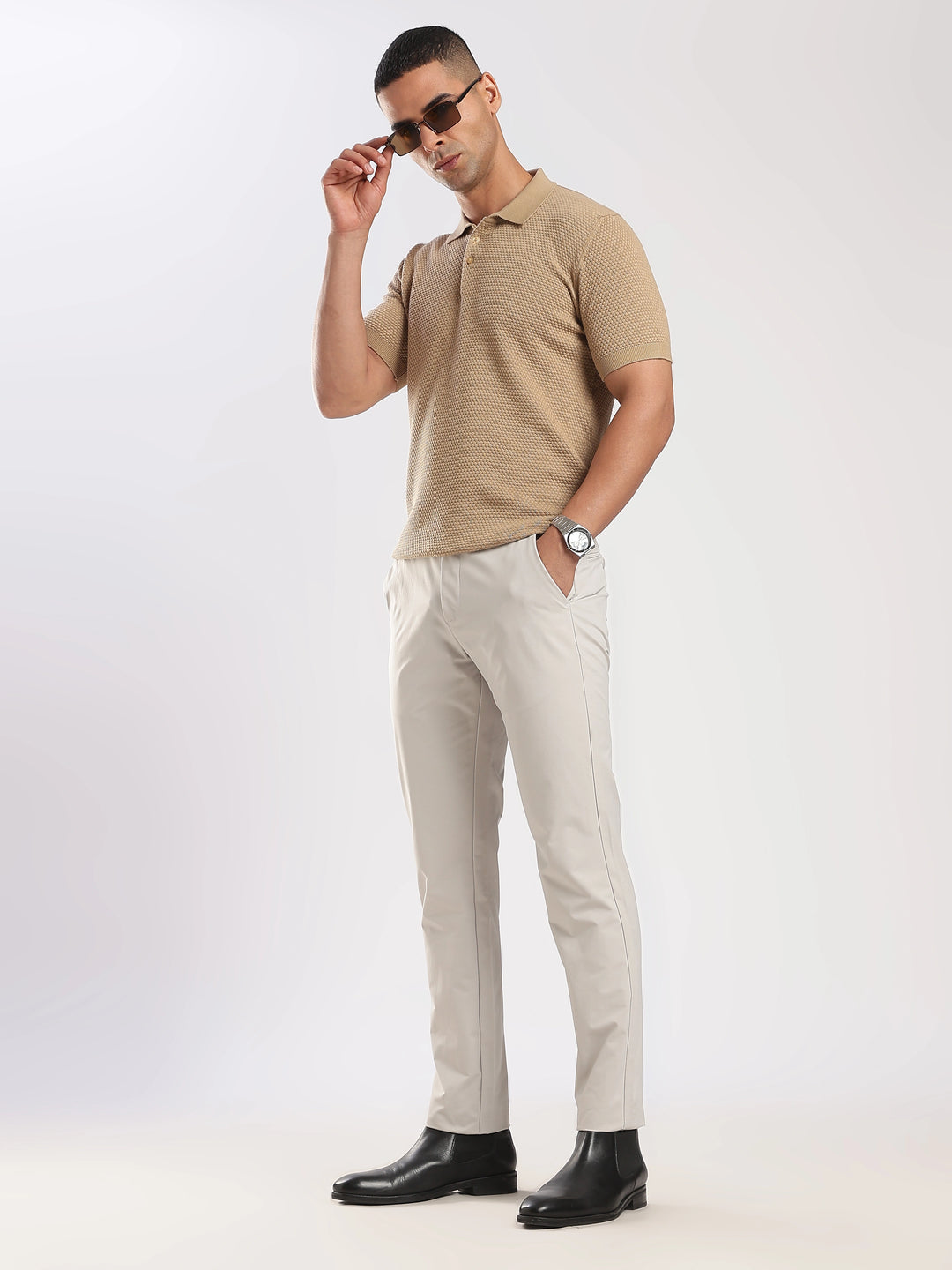 Light Grey Cotton Travel Pant