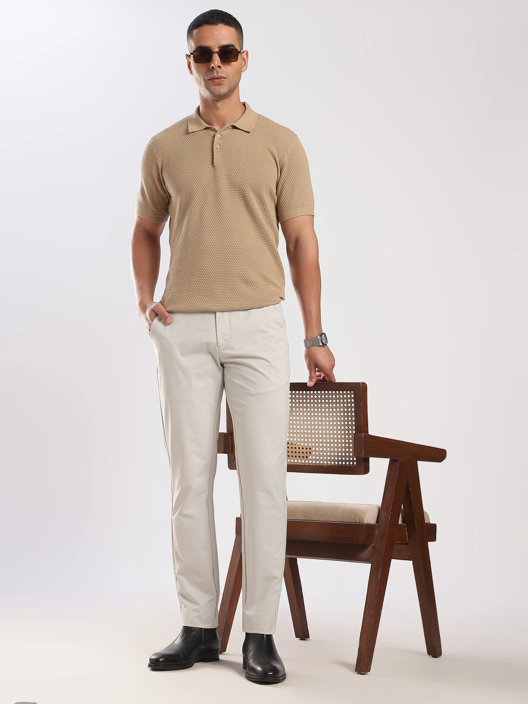 Light Grey Cotton Travel Pant