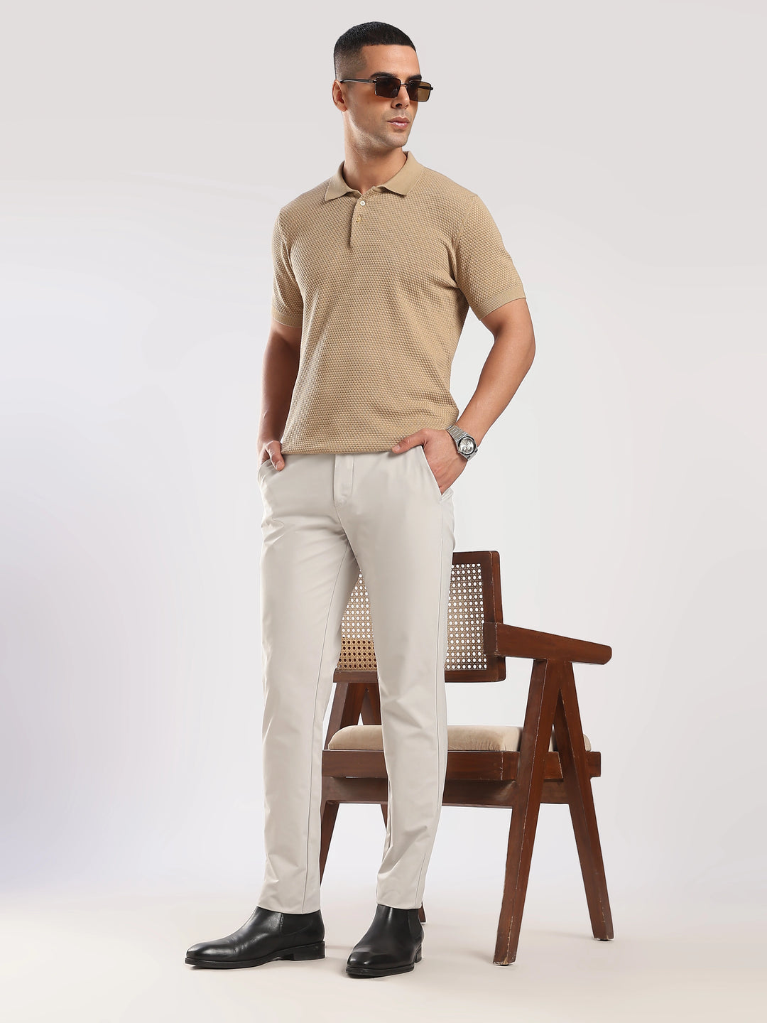Light Grey Cotton Travel Pant