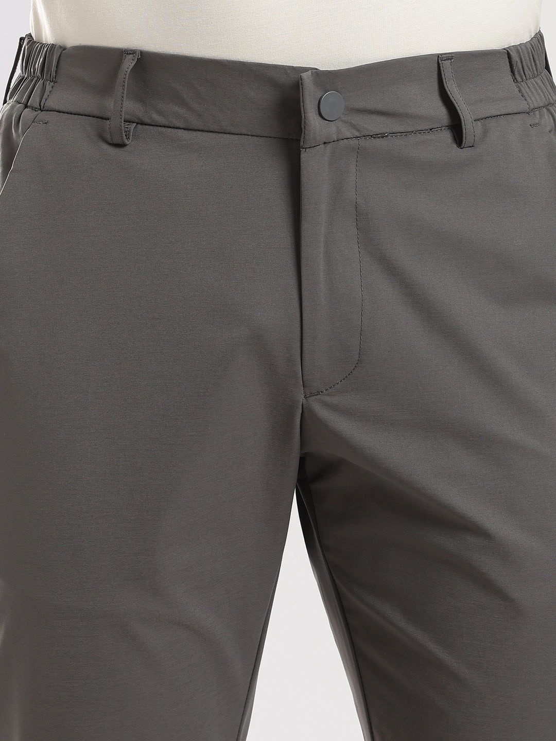Dark Grey Cotton Regular Fit Travel Pant