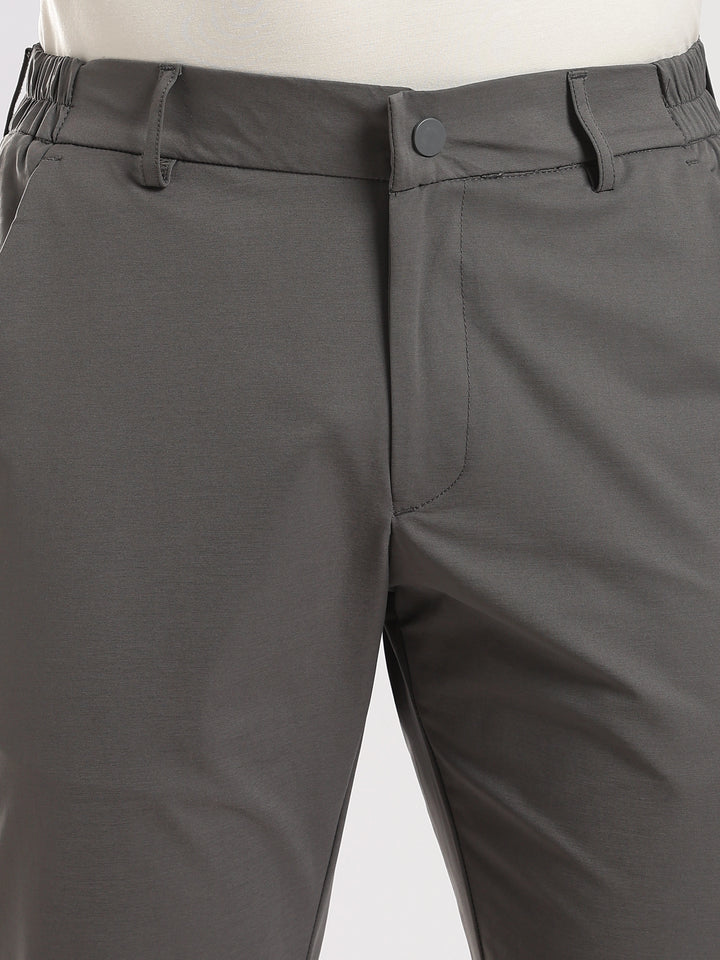 Dark Grey Cotton Regular Fit Travel Pant