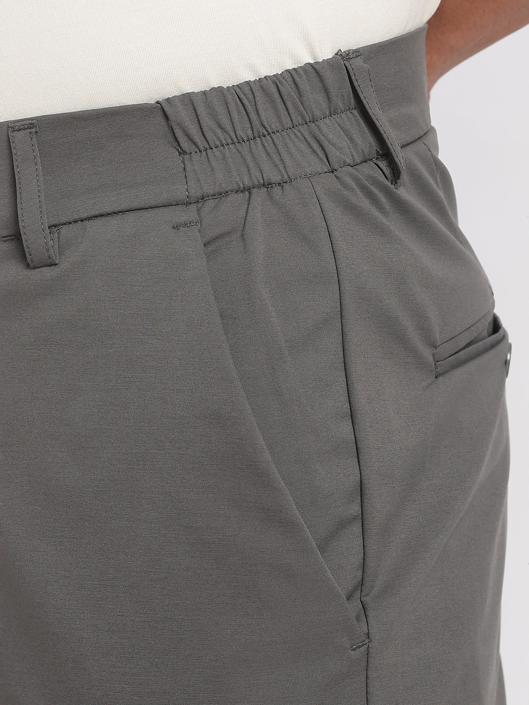 Dark Grey Cotton Regular Fit Travel Pant