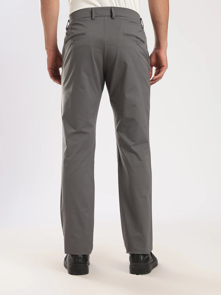 Dark Grey Cotton Regular Fit Travel Pant