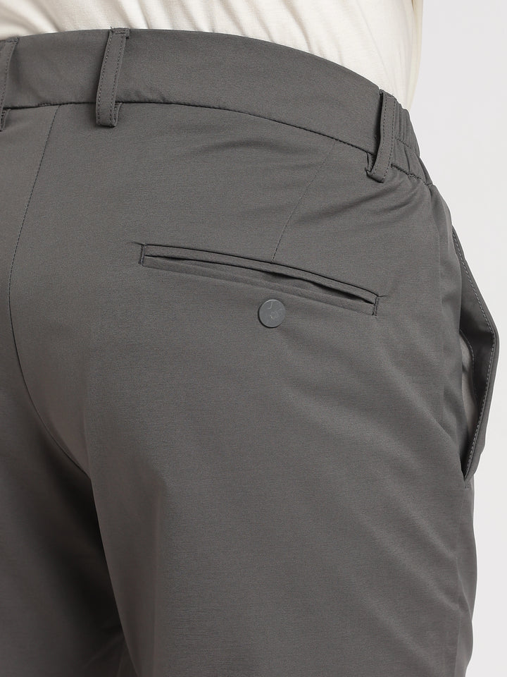 Dark Grey Cotton Regular Fit Travel Pant
