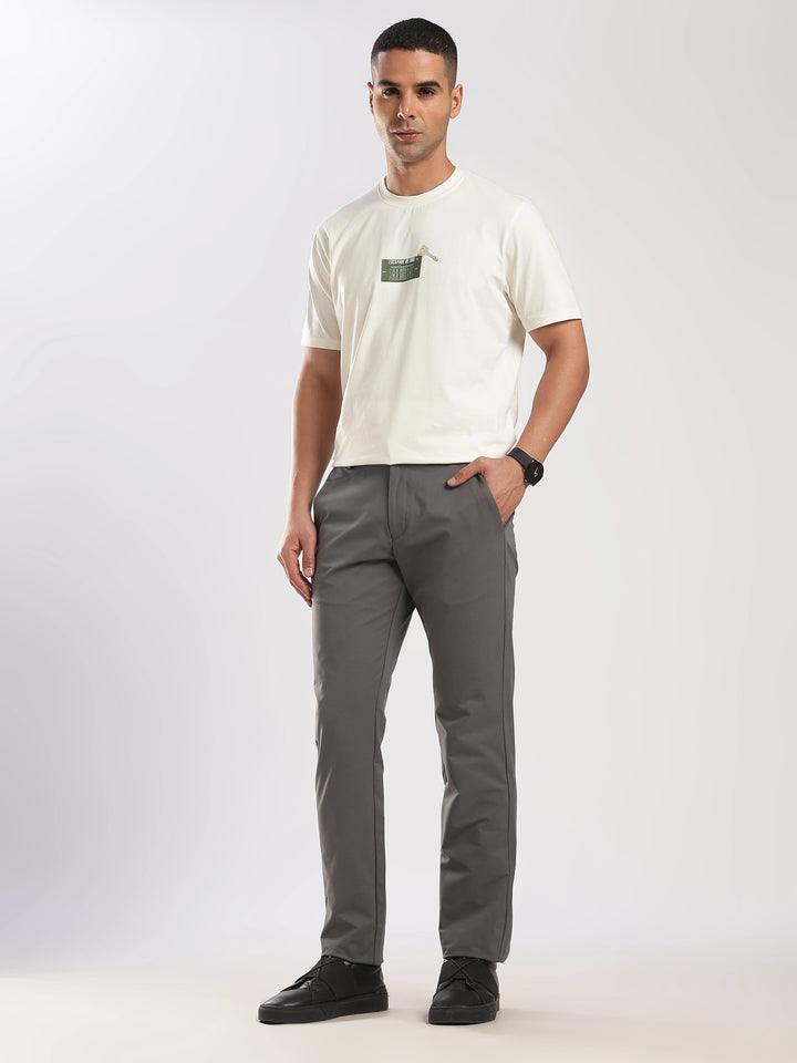 Dark Grey Cotton Regular Fit Travel Pant