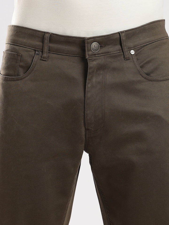 Brown  Regular Fit Cotton Travel Pant