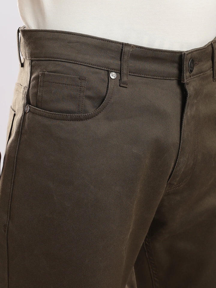 Brown  Regular Fit Cotton Travel Pant