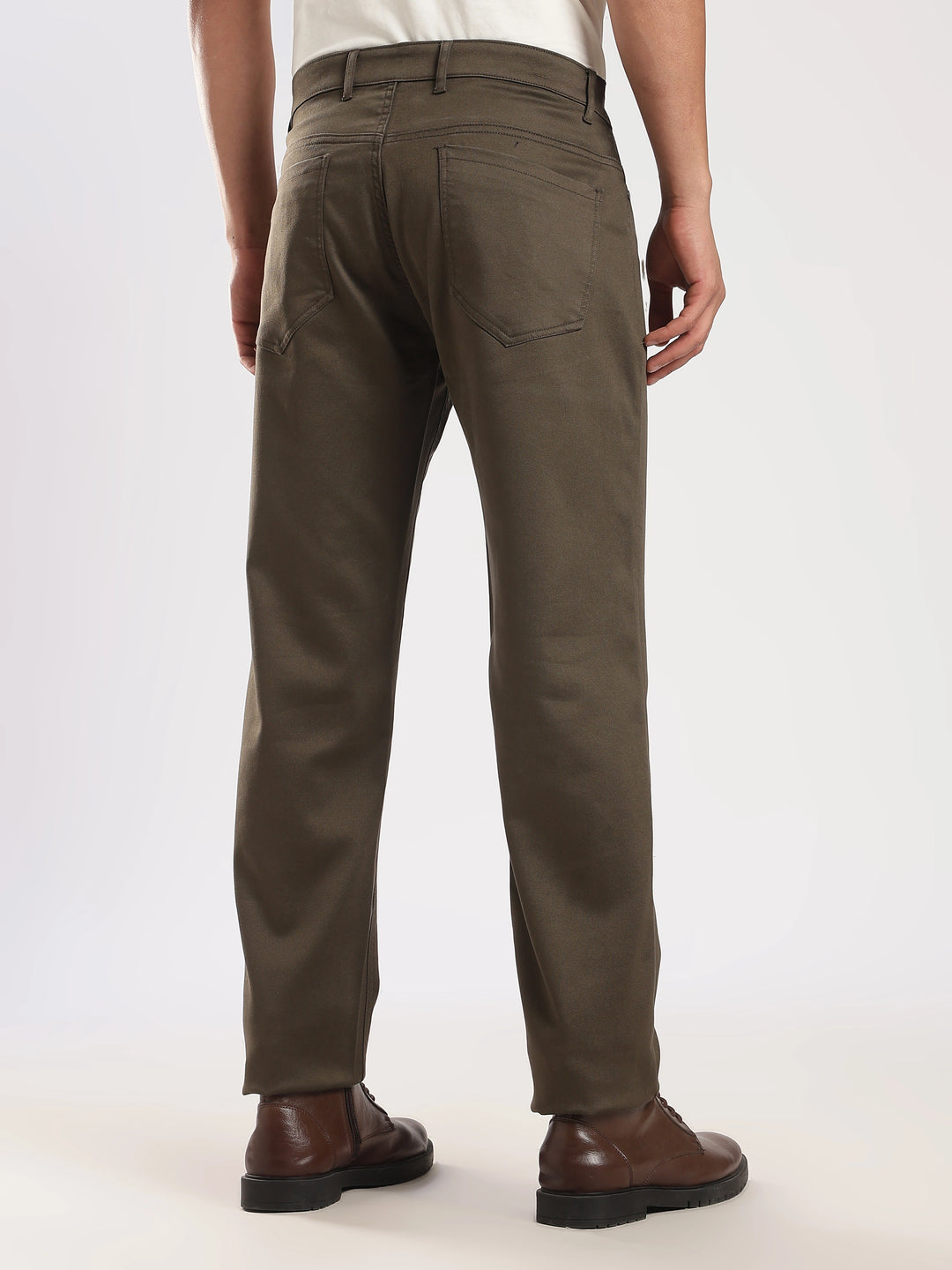 Brown  Regular Fit Cotton Travel Pant