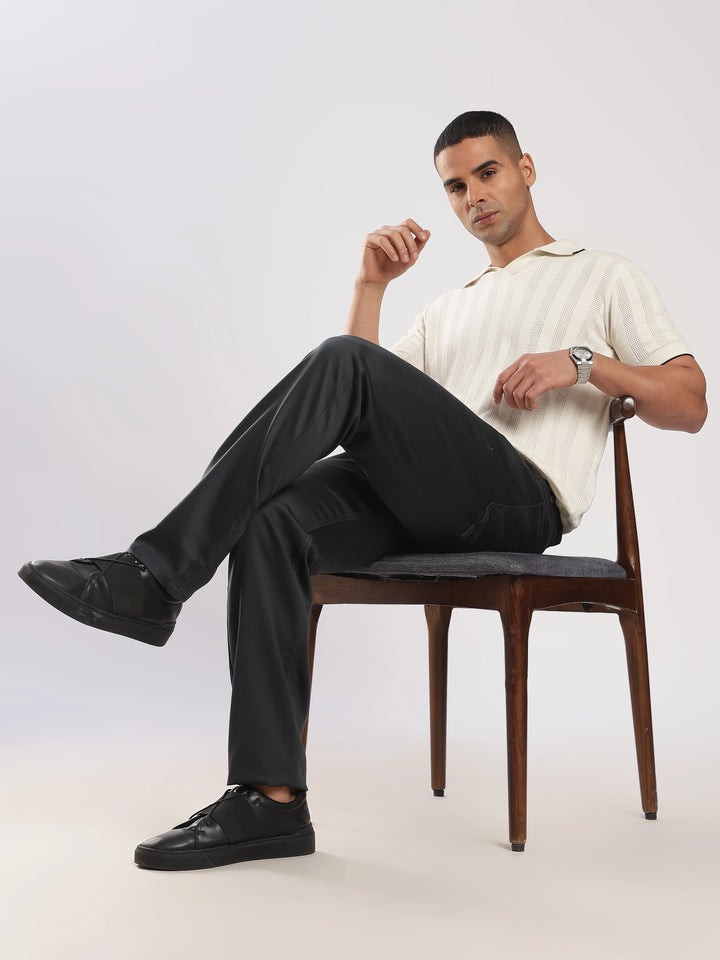 Grey Cotton Regular Fit Travel Pant