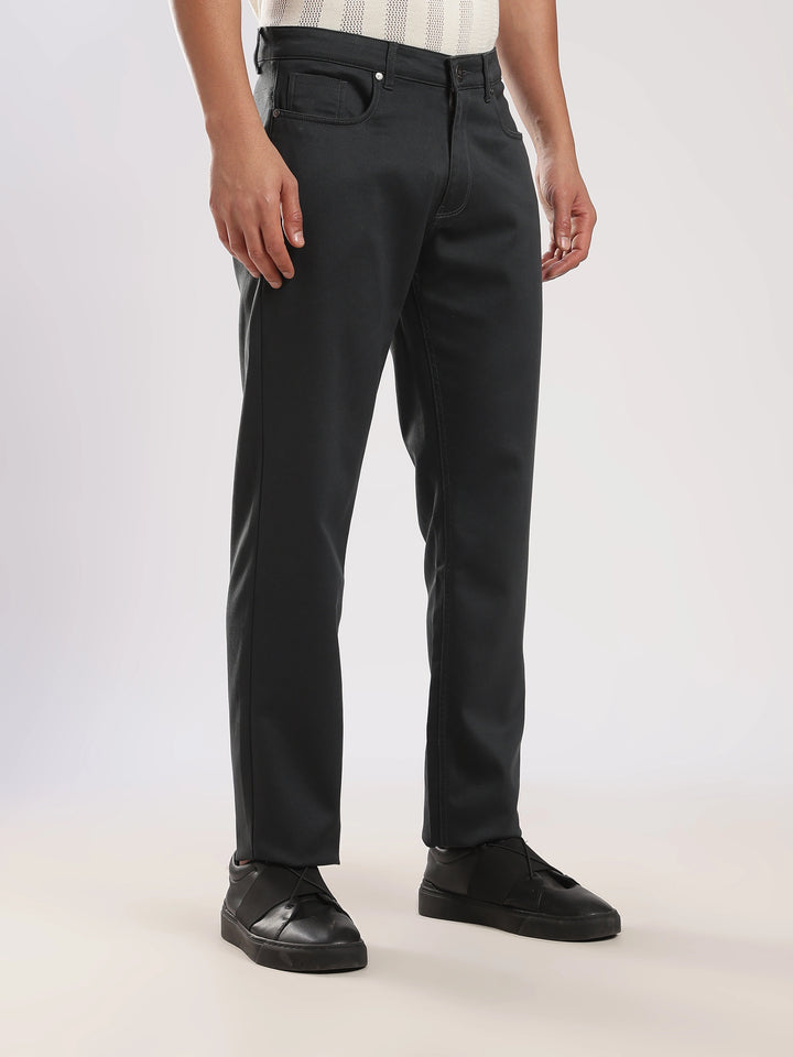 Grey Cotton Regular Fit Travel Pant